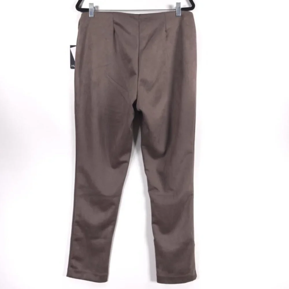 NWT HALSTON Faux Suede Pull on Pants‎ Taupe SOFT STRETCHY H1406AMX Size LARGE